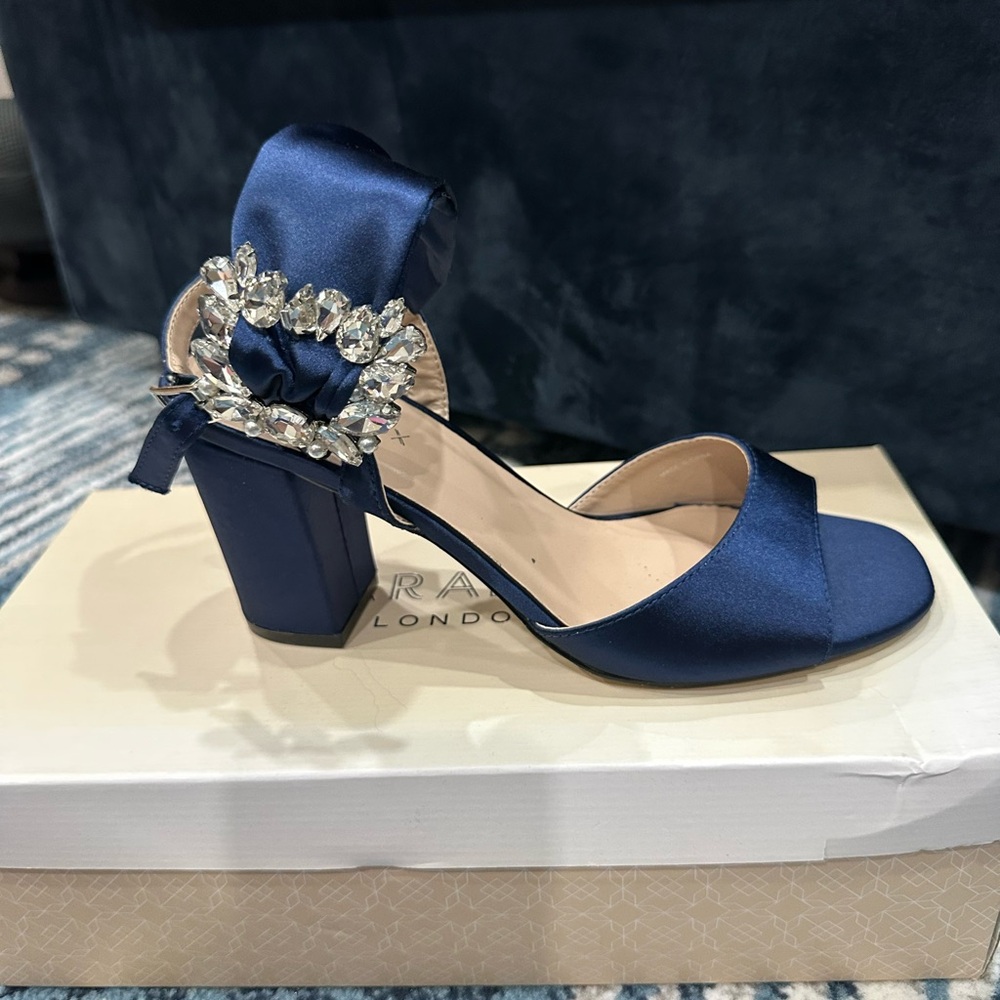 Zara Blue Heels with Crystal Ankle Strap